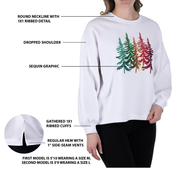 Ladies white Christmas tree sweatshirt size 2xl new - Picture 3 of 3